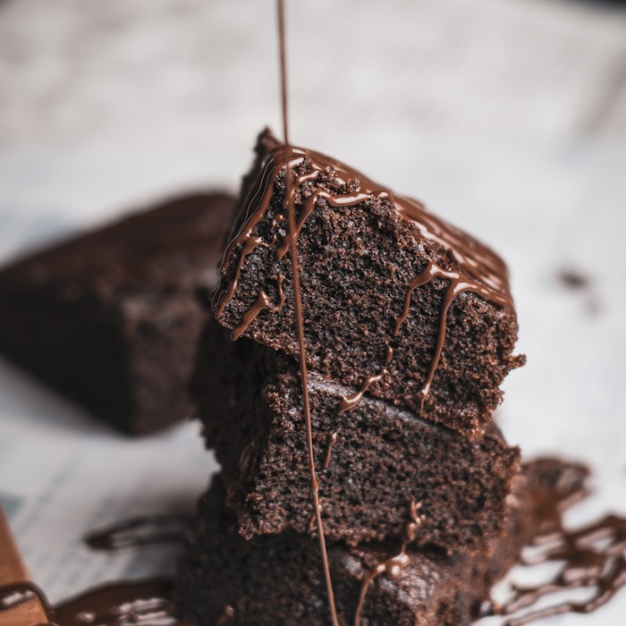 Stacked triple chocolate brownie cookies, dark and fudgy